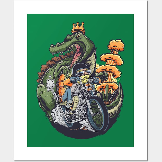 Old biker dinosaur Wall Art by Mako Design 